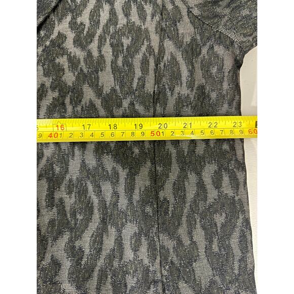 Eileen Fisher Blurred Ikat Jacquard Coat L/XL Cotton Silk Open Front Jacket - Picture 11 of 13